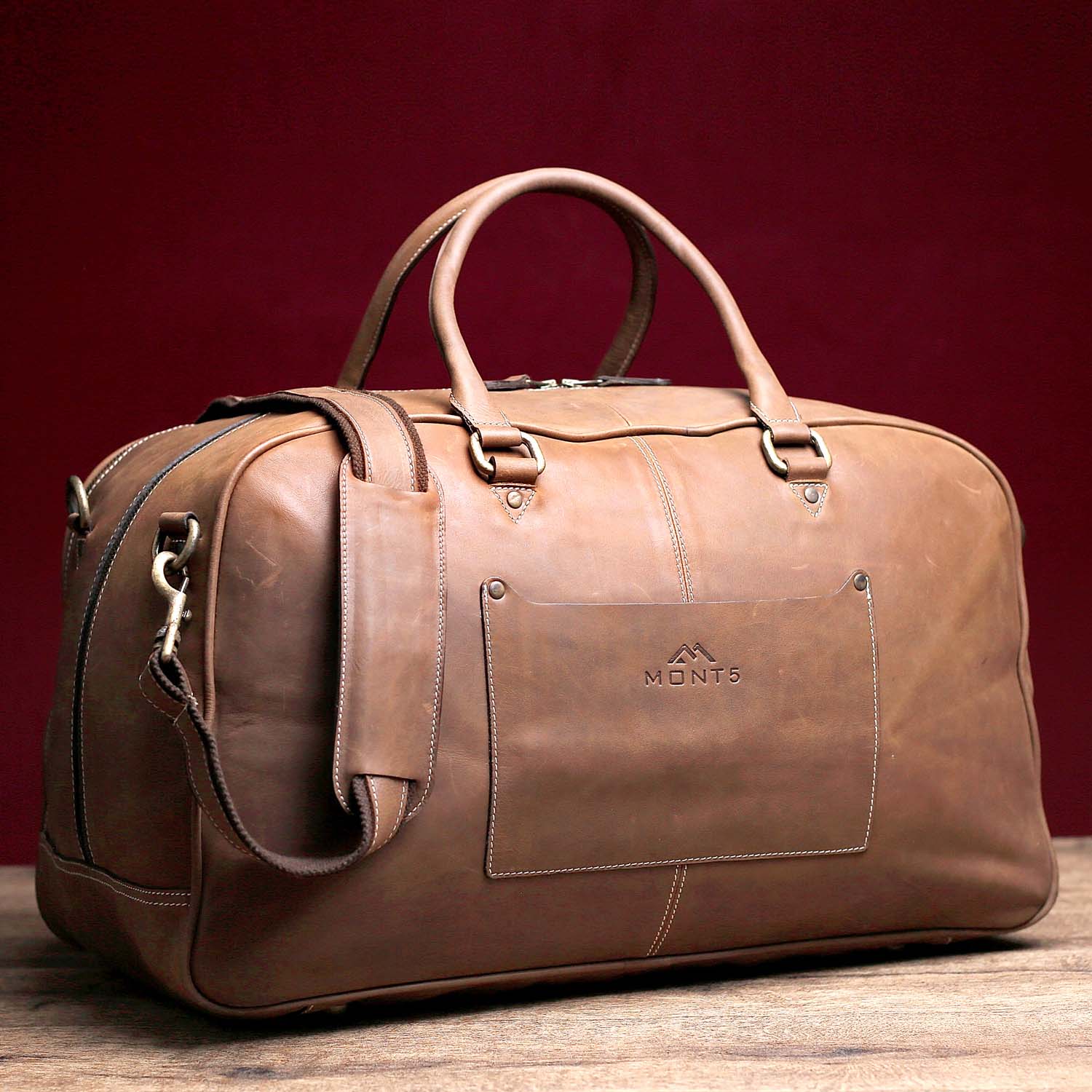 Gokina Tan Leather Duffle Bag