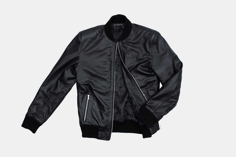 K2 Black Leather Bomber Jacket