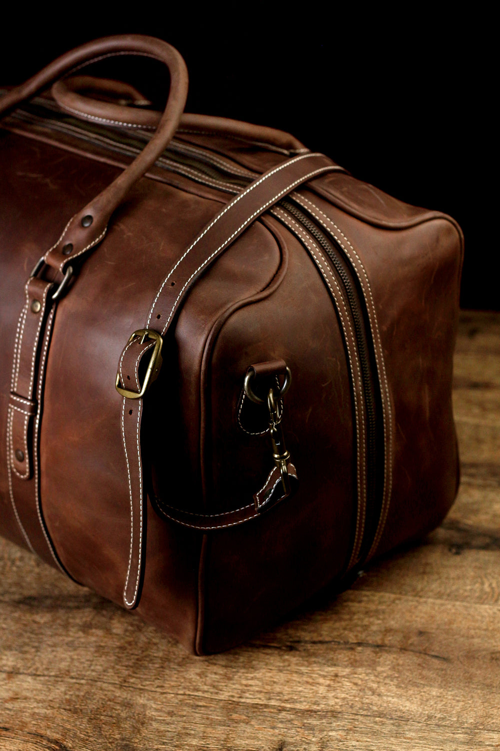 Leather Overnight Bag | Brown Carry On Duffel | MONT5